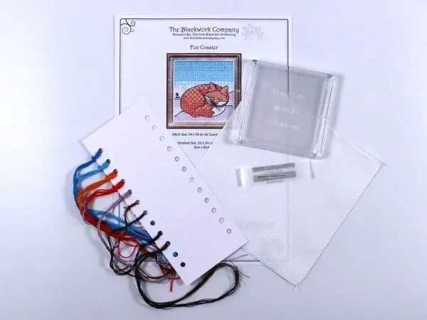 Fox Blackwork Embroidery Coaster Kit