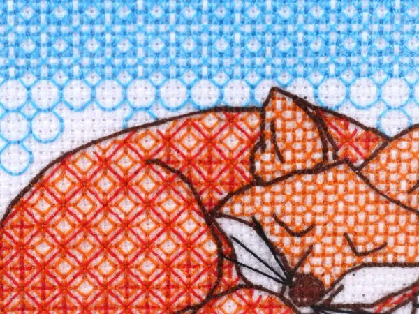 Fox Blackwork Embroidery Coaster Kit