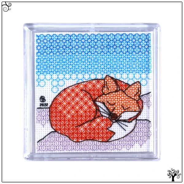 Fox Blackwork Embroidery Coaster Kit