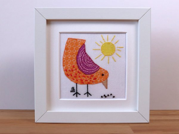 Mini Cute Pecking Bird Blackwork Embroidery Kit