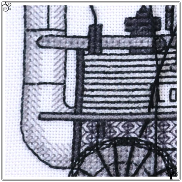 Locomotion No.1 Steam Locomotive Blackwork Embroidery Kit or Pattern