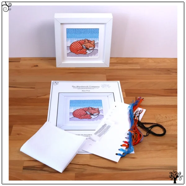 mini fox blackwork kit or pattern