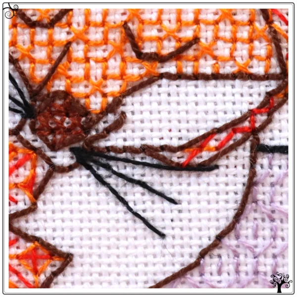 Mini Fox Blackwork Embroidery Kit or Pattern