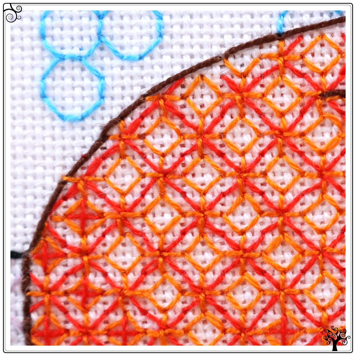 mini fox blackwork kit or pattern