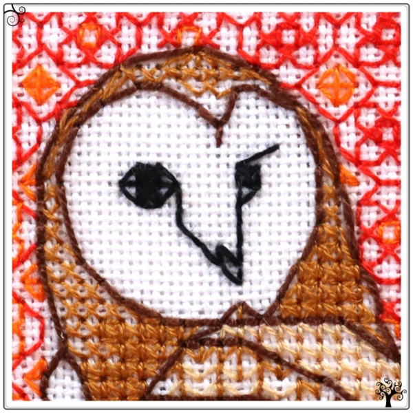 Mini Owl Blackwork Embroidery Kit or Pattern