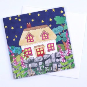 Greetings Card Starry Night Cottage