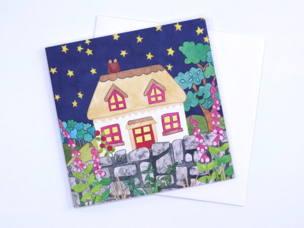 Greeting Card Starry Night Cottage