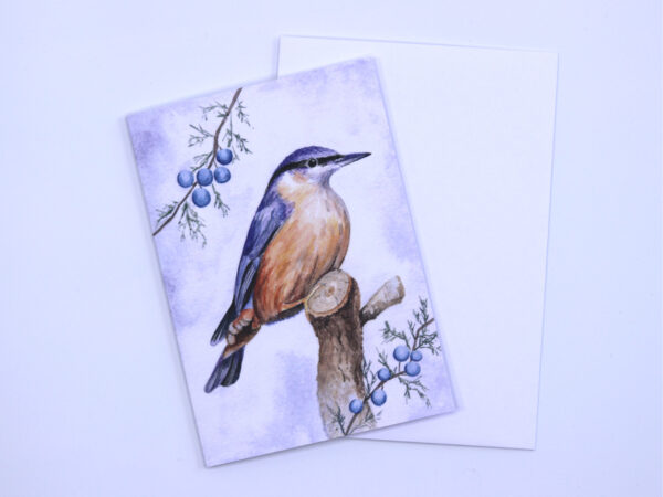Greetings Card Winter Nuthatch