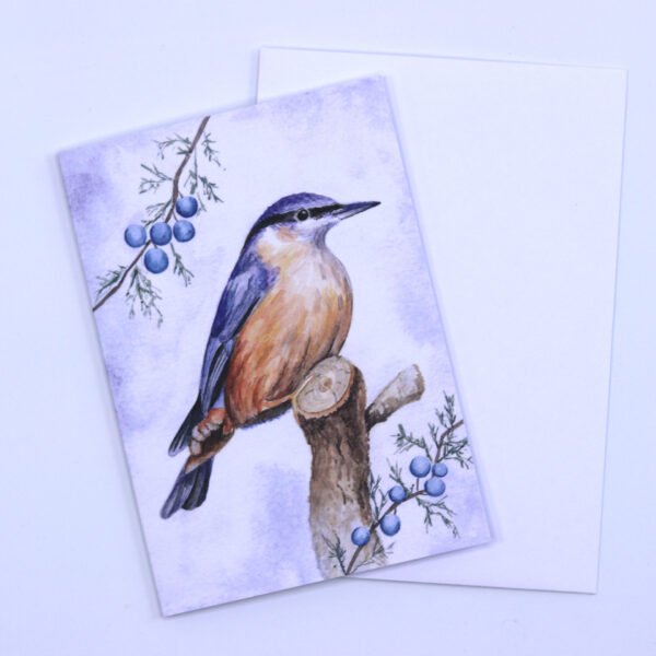 Greetings Card Winter Nuthatch