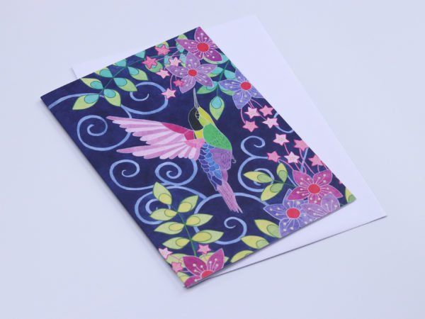 Greetings Card Floral Humming Bird