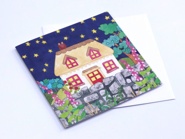 Greeting Card Starry Night Cottage