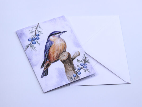 Greetings Card Winter Nuthatch