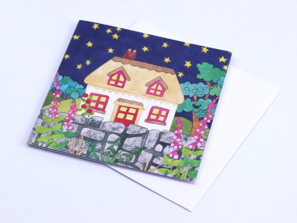 Greeting Card Starry Night Cottage