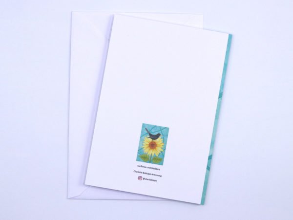 Greetings Card Sunflower and Blackbird