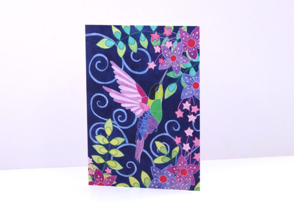 Greetings Card Floral Humming Bird