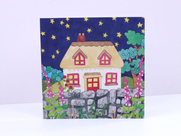 Greeting Card Starry Night Cottage