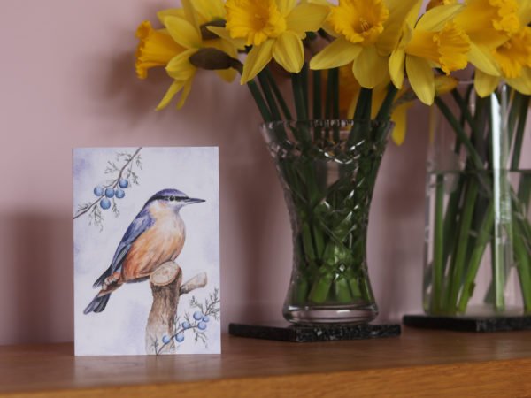 Greetings Card Winter Nuthatch