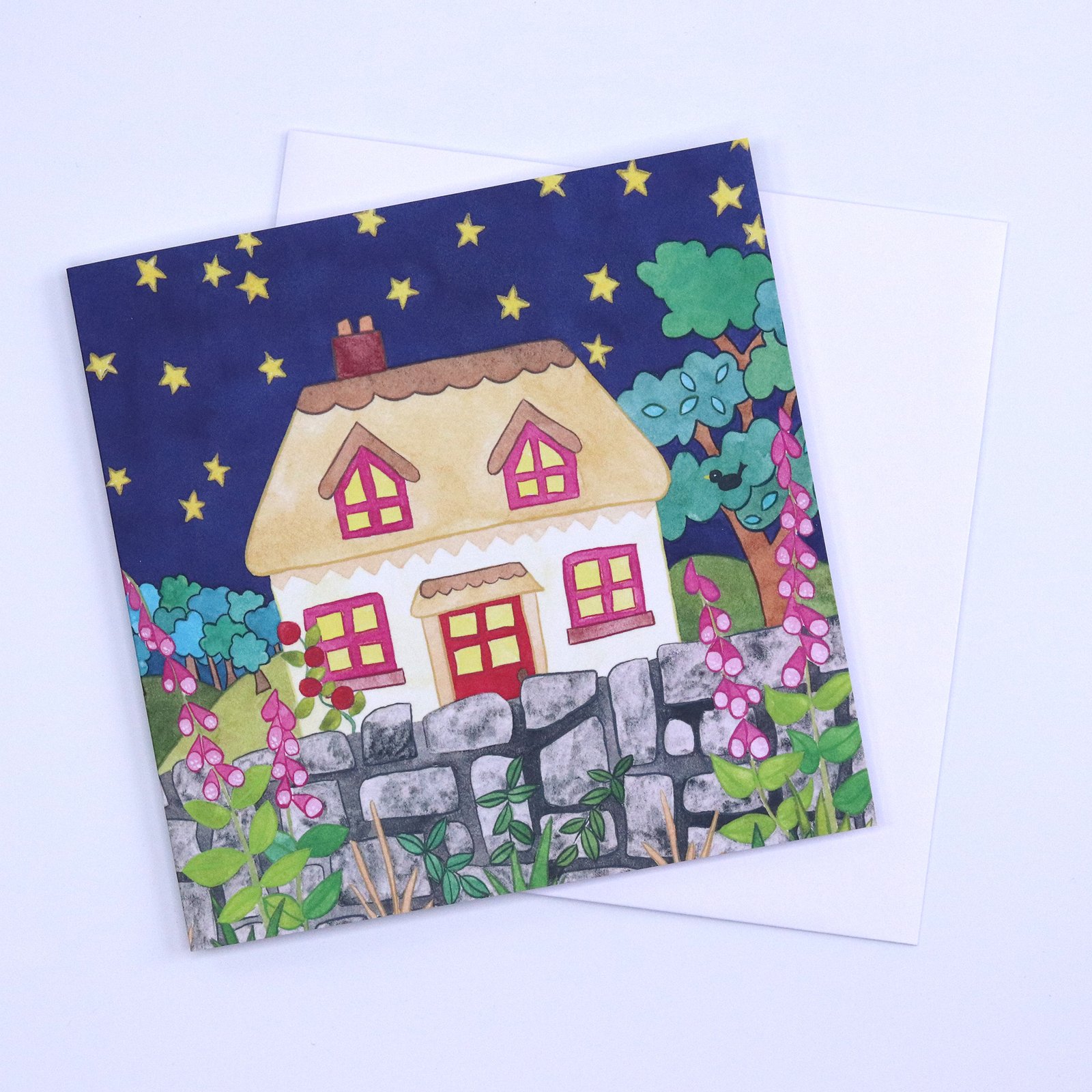 Greeting Card Starry Night Cottage