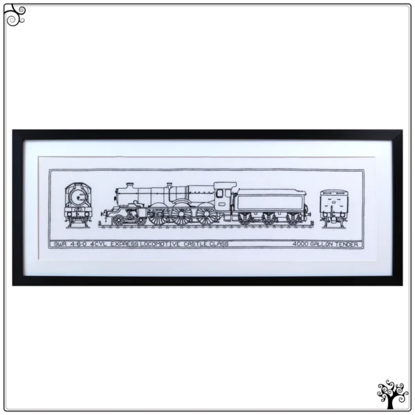 Castle Class Steam Locomotive Outline Blackwork Kit