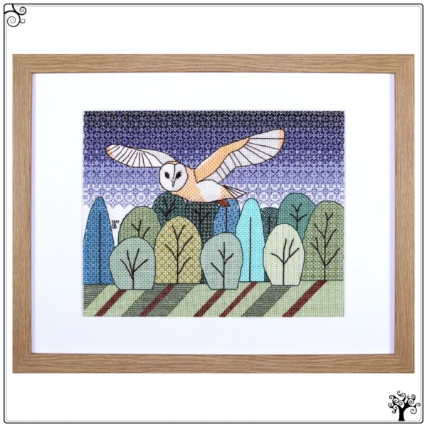 Flying Owl Blackwork Kit or Pattern