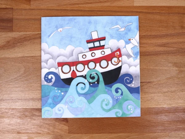Greetings Card Stormy Ship