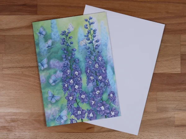 Greetings Card Delphiniums
