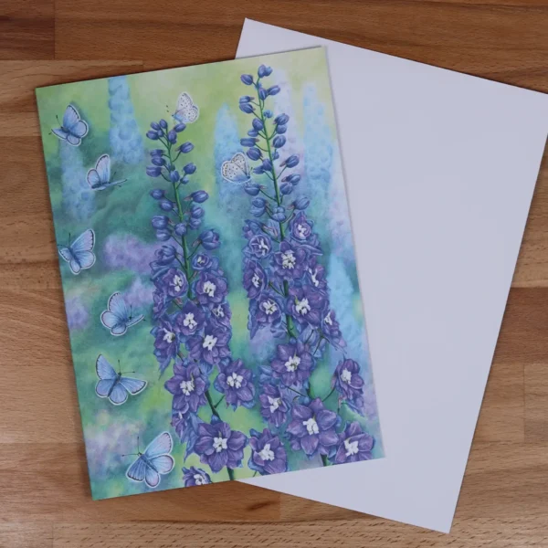 Greetings Card Delphiniums