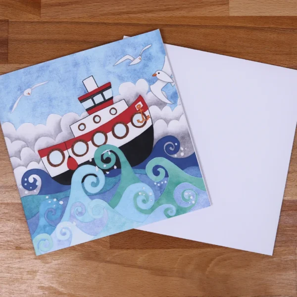 Greetings Card Stormy Ship