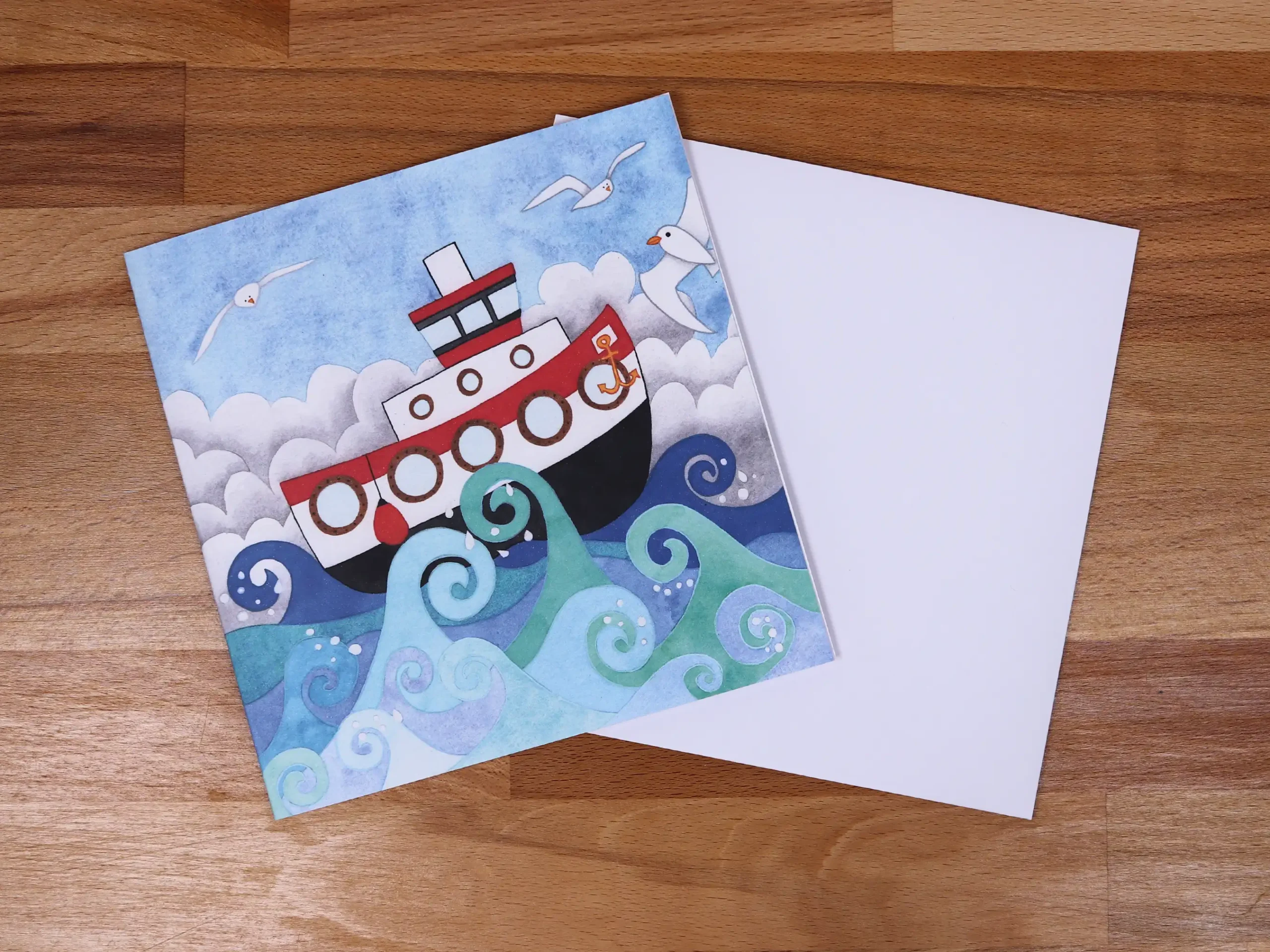 Greetings Card Stormy Ship