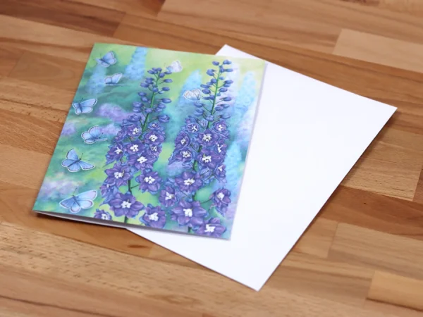 Greetings Card Delphiniums