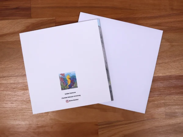 Greetings Card Golden Seahorse