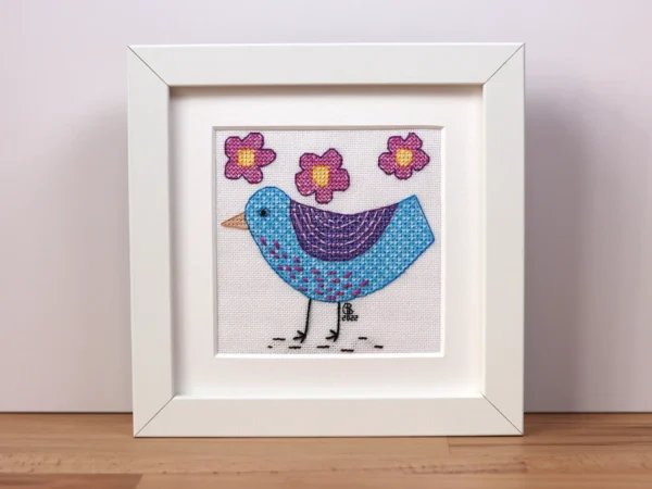 Mini Cute Blue Bird Blackwork Embroidery Kit