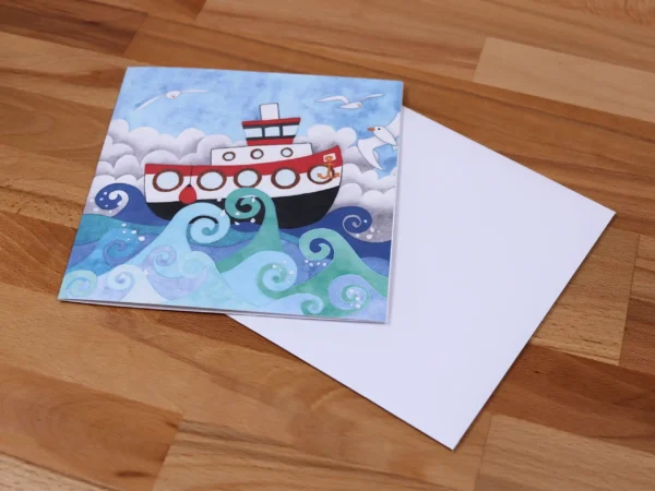 Greetings Card Stormy Ship