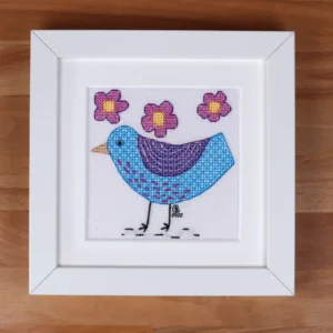 Mini Cute Blue Bird Blackwork Kit or Pattern