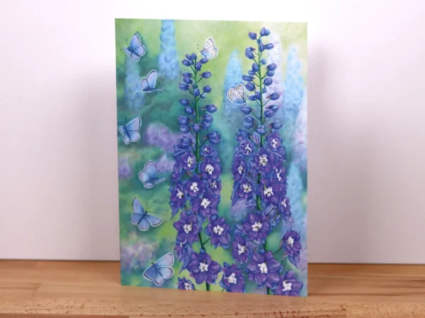 Greetings Card Delphiniums