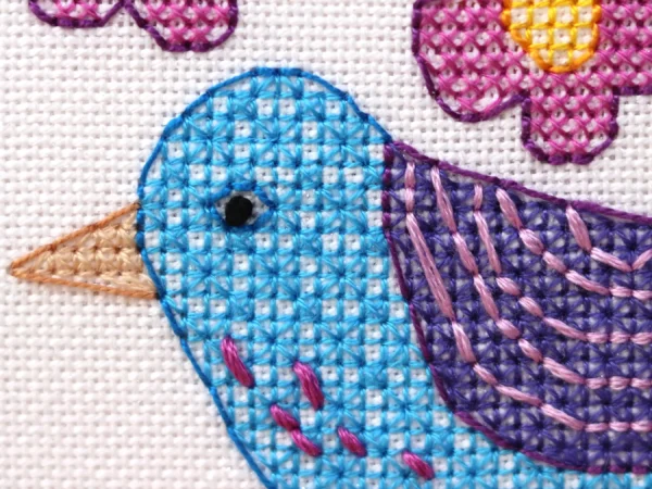 Mini Cute Blue Bird Blackwork Embroidery Kit