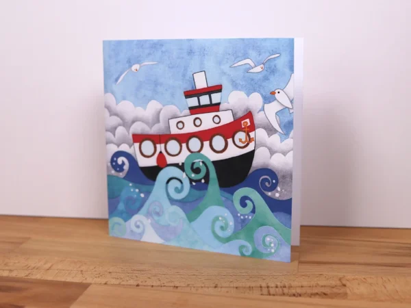 Greetings Card Stormy Ship