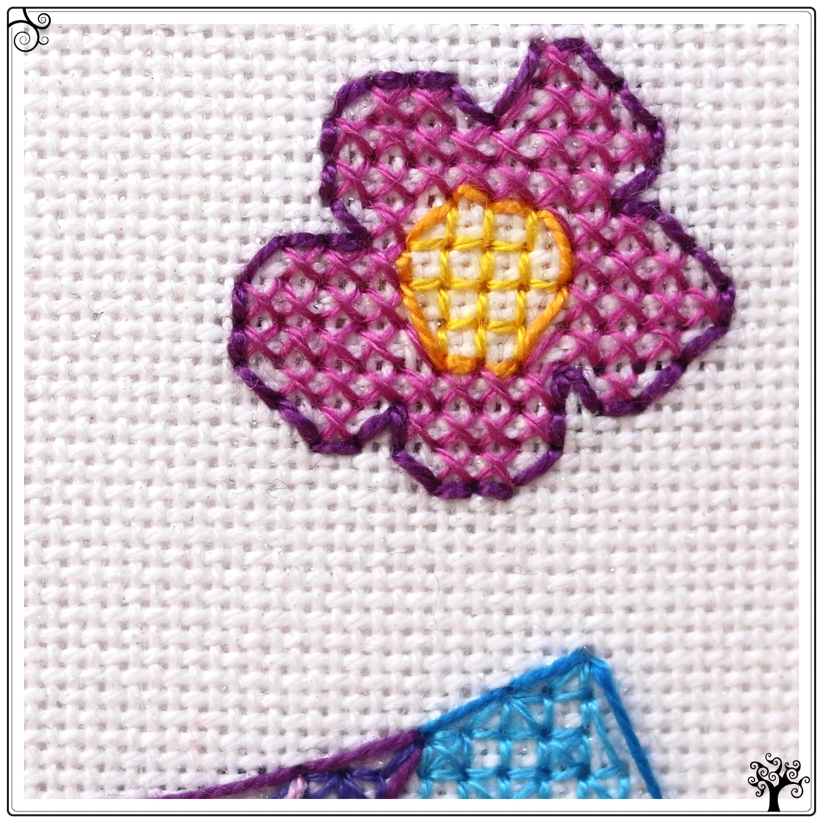 mini cute blue bird blackwork kit or pattern