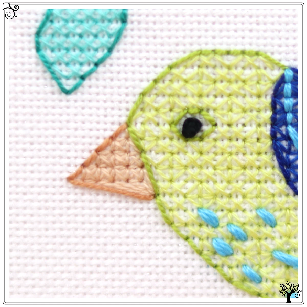mini cute dancing bird blackwork kit or pattern