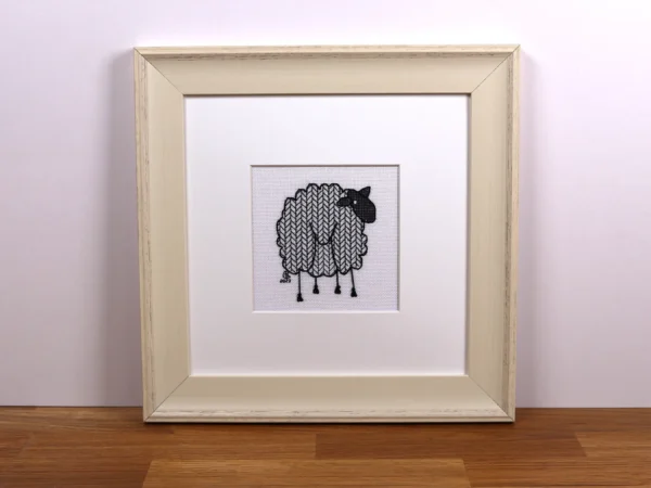 Mini Sheep Back Blackwork Embroidery Kit or Pattern