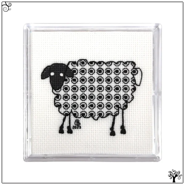 Sheep Curly Blackwork Embroidery Coaster Kit