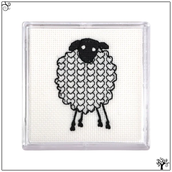Sheep Hearts Blackwork Embroidery Coaster Kit