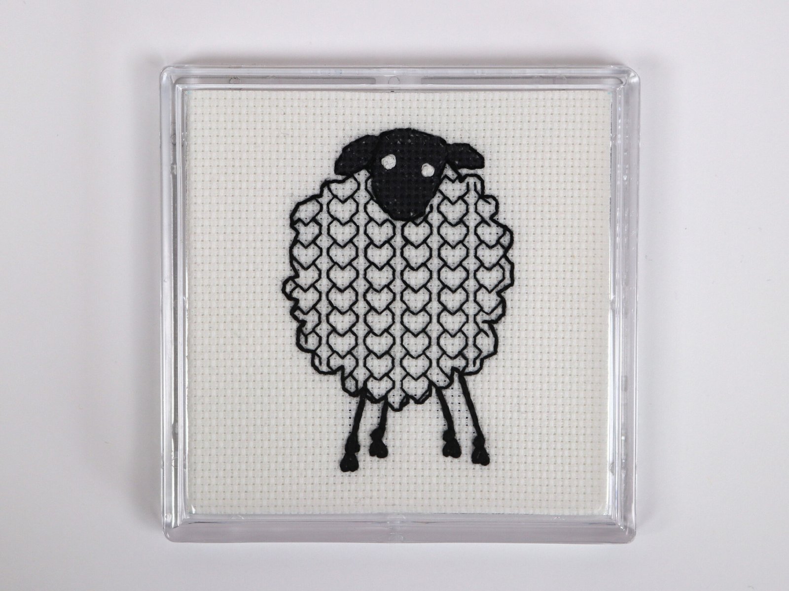 sheep hearts blackwork embroidery coaster kit