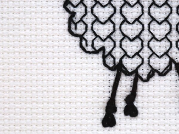 sheep hearts blackwork embroidery coaster kit