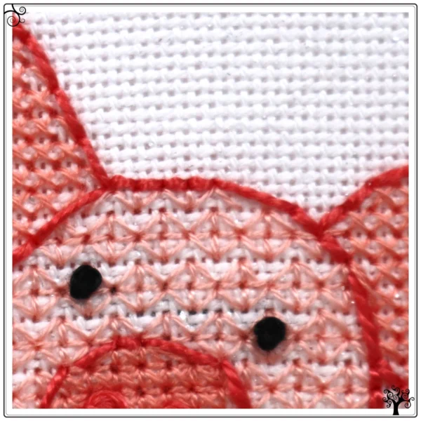 Mini Pig Cute Blackwork Embroidery Kit or Pattern