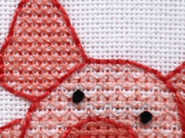 Mini Pig Cute Blackwork Embroidery Kit or Pattern