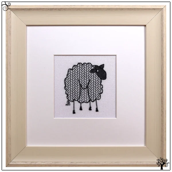 Mini Sheep Back Blackwork Embroidery Kit or Pattern