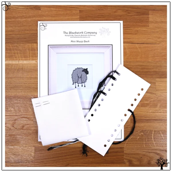 mini sheep back blackwork embroidery kit or pattern