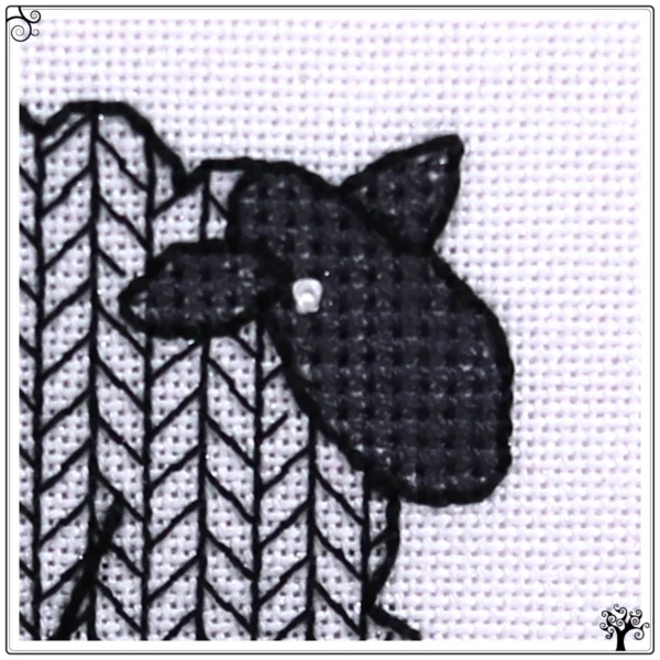 Mini Sheep Back Blackwork Embroidery Kit or Pattern