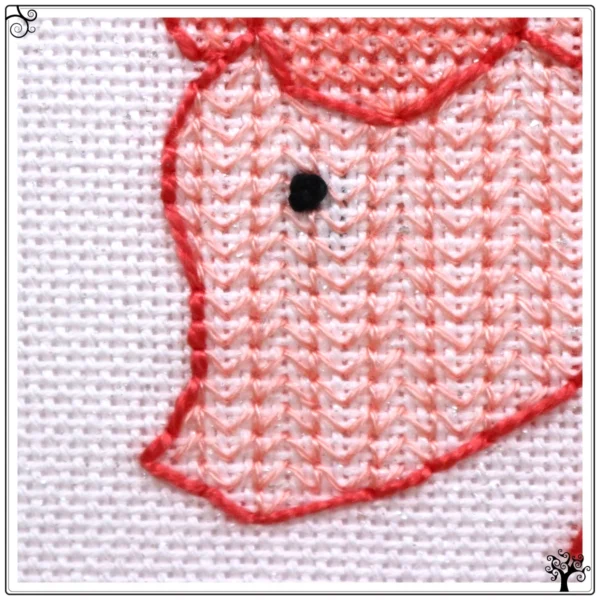 Mini Pig Eating Blackwork Embroidery Kit or Pattern
